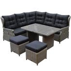 Ibiza hoek dining loungeset 6-delig verstelbaar grijs, Tuin en Terras, Tuinsets en Loungesets, Ophalen of Verzenden, Nieuw, Wicker