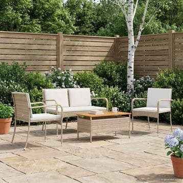 vidaXL Tuinset Beige poly rattan, Tuin en Terras, Verzenden, Nieuw, Tuinset