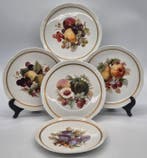 Porzellan-Zierteller mit Fruchtdekor – 5-teiliges Set mit