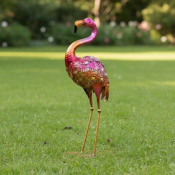 Flamingo - Beeldje - Staal, Antiek en Kunst