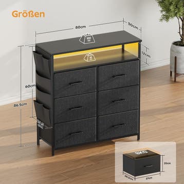 Commode - Dressoir - Ladekast - 87x80x30 cm - Zwart - HLONON, Verzenden, Zo goed als nieuw