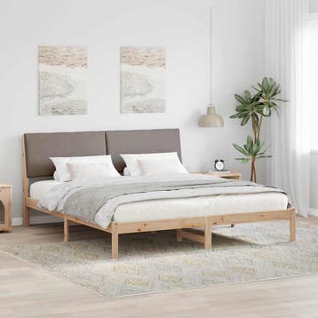 vidaXL Bedframe Bruin en taupe 180 x 200 cm Massief, Bruin, Verzenden, Hout, Nieuw