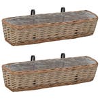 vidaXL Balkonbakken 2 st 80 cm wicker met PE-voering, Tuin en Terras, Bloembakken en Plantenbakken, Kunststof, Minder dan 30 cm