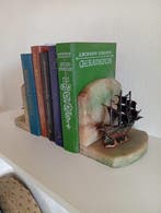 Boekensteunen (2) - Gietijzer, Onyx - Vintage Maritiem