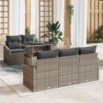 vidaXL Tuin Sofa Set met opslag 6 pcs Grijs Poly riet, Verzenden, Nieuw, Rotan, 6 zitplaatsen