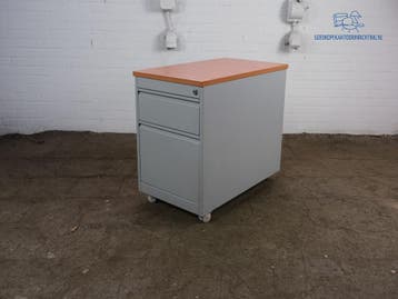 Metalen ladeblok kersen topblad verrijdbaar 2 lades, Huis en Inrichting, Kasten | Ladekasten, Overige materialen, Minder dan 50 cm