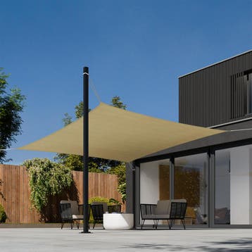 Polyethyleen zonnezeil vierkant beige - 3 x 3 m, Tuin en Terras, Verzenden, Nieuw