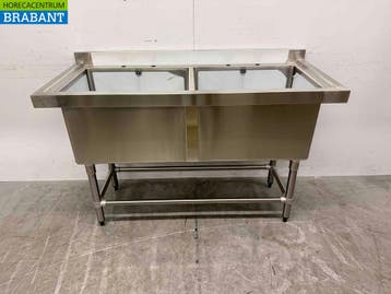RVS Spoeltafel Vogue CF406 Dubbele spoelbakken 141 cm Horeca, Ophalen of Verzenden, Nieuw in verpakking