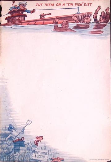 ‘Put Them On a ‘Tin Fish’ Diet’ - briefpapier (a4), Verzamelen, Verzenden