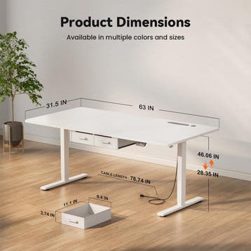 Zit sta bureau - Elektrisch - Verstelbaar - 160x80 cm - Wit, Verzenden, Zo goed als nieuw