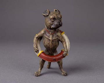 Beeld, Staande hond - 8.7 cm - Brons