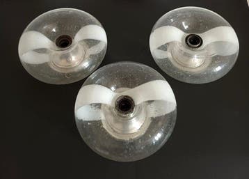 Wandlamp (3) - Glas, Staal, Antiek en Kunst