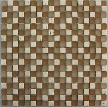Wand Mozaïek Tegels Factory Glas/Marmer Donker Beige - Ma.., Doe-het-zelf en Verbouw, Tegels, Wandtegels, Nieuw, Ophalen of Verzenden