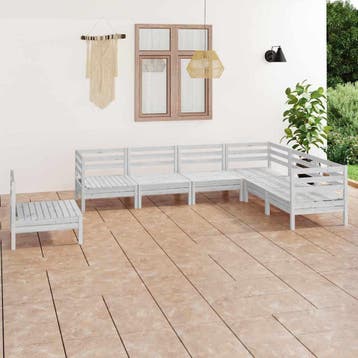 vidaXL 7-delige Loungeset massief grenenhout wit, Verzenden, Nieuw, Loungeset