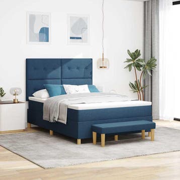vidaXL Boxspring bed met hoofdeinde Blauw 190 x 140 cm Stof, Verzenden, Nieuw, Blauw