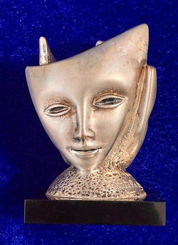Stilarte - Beeld, Theatrical/Venetian Masks - 90 mm - .925, Antiek en Kunst, Curiosa en Brocante