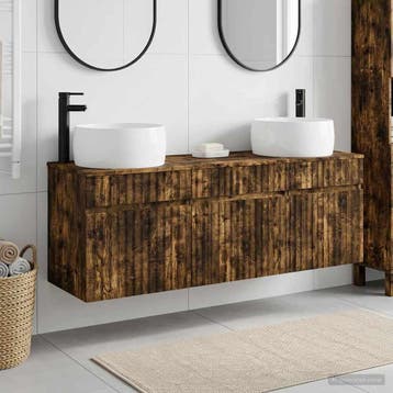 vidaXL Badkamerkastenset 3 st Gerookt eiken 49 x 44,5 x 66, Verzenden, Nieuw