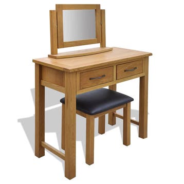 vidaXL Kaptafel met krukje massief eikenhout, Verzenden, Nieuw