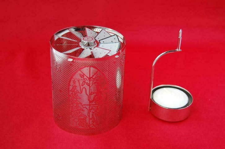 Draaiende waxinelicht kandelaar met kersttafreel, Diversen, Kerst, Nieuw, Ophalen of Verzenden
