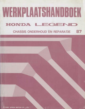 1987 Honda Legend Chassis Werkplaatshandboek, Verzenden
