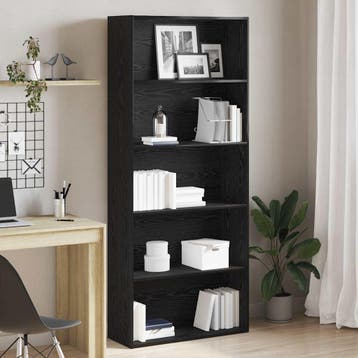 vidaXL Boekenkast Zwart Eiken 80x30x189 cm Engineered Wood, Huis en Inrichting, Kasten | Boekenkasten, Verzenden, Nieuw, Overige houtsoorten