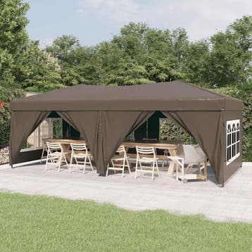 vidaXL Partytent inklapbaar met zijwanden 3x6 m taupe, Verzenden, Nieuw, Partytent