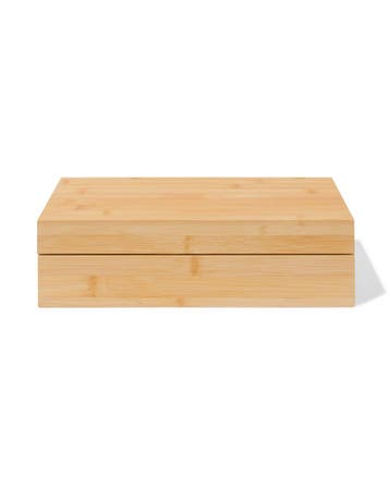 HEMA Theedoos 31.5x18.5x9cm bamboe 8 vakken bruin, Verzenden, Nieuw
