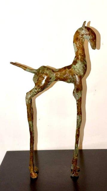 Abdoulaye Derme - sculptuur, Cheval Élancé - 34 cm - Brons