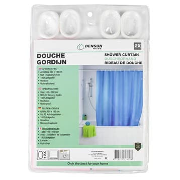 Benson Set van 2 waterafstotende douchegordijnen - 180x20..., Ophalen of Verzenden, Nieuw