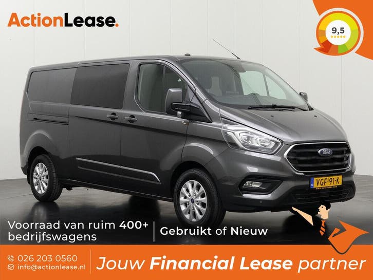 Ford Transit Custom Dubbel cabine L2 H1 2020 Diesel, Auto's, Ford, Dealer onderhouden, Te koop, Zwart, Handgeschakeld, Financial lease