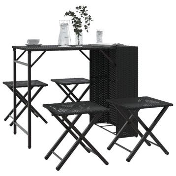 vidaXL 5-delige Tuinset inklapbaar poly rattan zwart, Verzenden, Nieuw, Tuinset