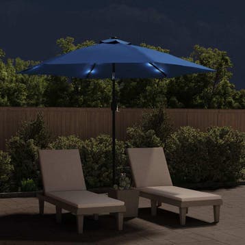 vidaXL Parasol met LED-verlichting en stalen paal 300 cm, Verzenden, Nieuw, 2 tot 3 meter