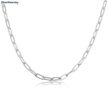 Zilveren paperclip schakel ketting 45 cm 3.5mm, Verzenden, Nieuw, Zilver