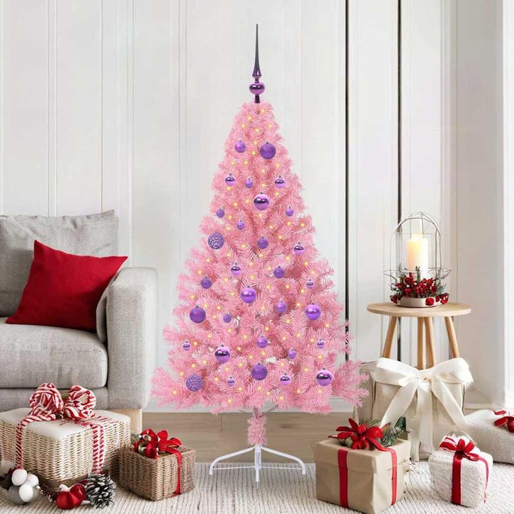 vidaXL Kunstmatig Voorverlicht Kerstboom met 150 LED Roze, Diversen, Kerst, Nieuw, Verzenden