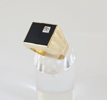 Zonder minimumprijs - Zegelring - 8 karaat Geel goud - Onyx