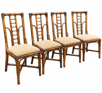 Stoel - Bamboe - Set van vier vintage stoelen.