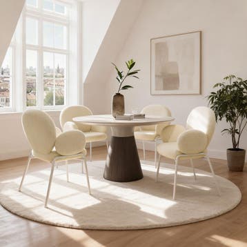 Stoel Scandi gestoffeerd, bouclé stof - crème, Set van 2, Verzenden, Nieuw