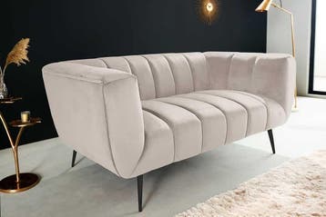 Design 2-zitsbank NOBLESSE 165 cm champagne fluweel zwart, Huis en Inrichting, Banken | Bankstellen, Ophalen of Verzenden, Nieuw