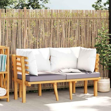 vidaXL Tuinbank 2-zits met kussens massief acaciahout, Verzenden, Nieuw, Hardhout