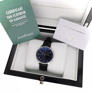 IWC Portuguese Chronograph IW371438; Automatisch Heren Ho..., Sieraden, Tassen en Uiterlijk, Ophalen of Verzenden, Zo goed als nieuw