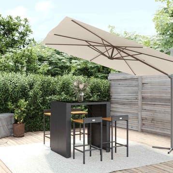vidaXL 5-delige Tuinbarset poly rattan en massief acaciahout, Verzenden, Nieuw, 4 zitplaatsen
