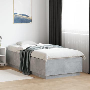 vidaXL Bedframe bewerkt hout betongrijs 90x200 cm, 90 cm, Eenpersoons, Verzenden, Nieuw