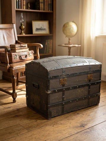 Kist - Hout, IJzer - DomeTopTrunk 1880 Engeland