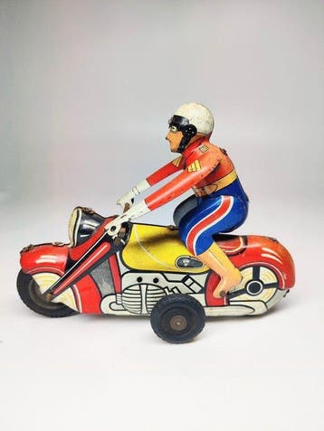 SFA Paris Tinplate Motorcycle with rider - Blikken speelgoed, Antiek en Kunst