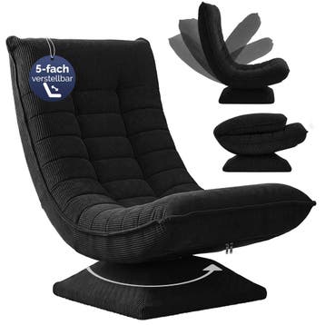 Fauteuil Aberdeen zwart cordstof, 5-standen verstelbaar,..., Verzenden, Nieuw