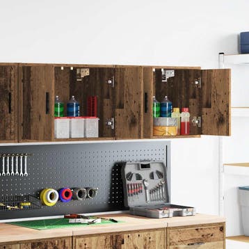 vidaXL Garage wandkasten 2 st bewerkt hout oud hout, Verzenden, Nieuw