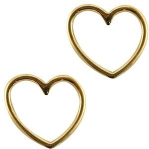 1 x DQ metalen bedel hartje 15 x 16 mm – goudkleur (Nikke., Ophalen of Verzenden, Nieuw, Kraal