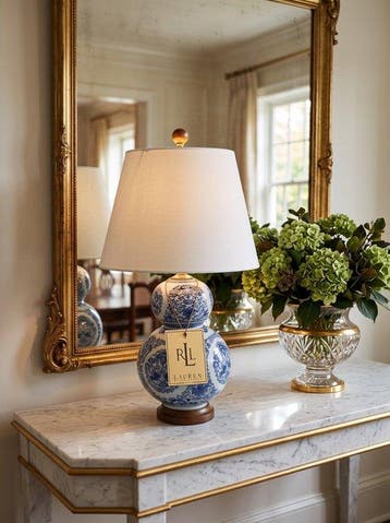 Ralf Lauren - Tafellamp - Blauw-witte chinoiserie, Nieuw