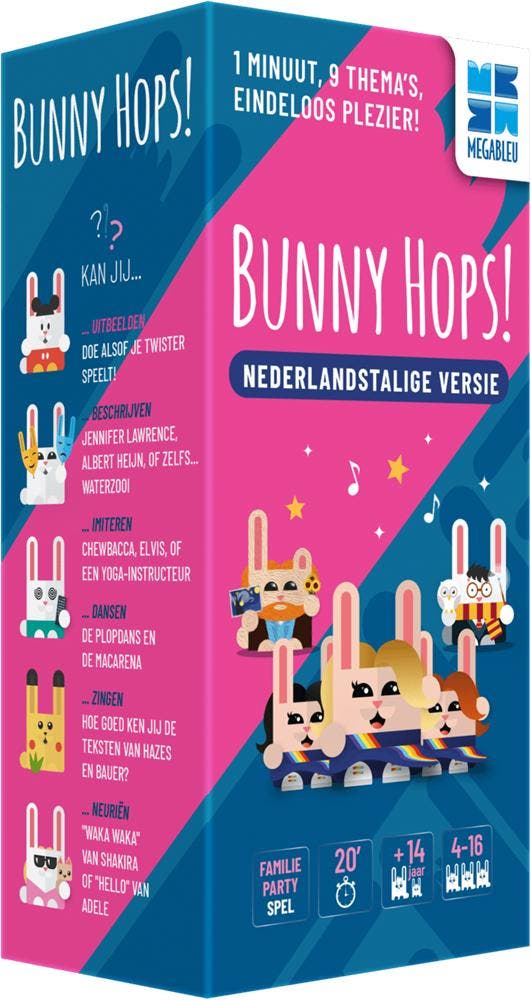 Bunny Hops! - Partyspel | Megableu - Gezelschapsspellen, Hobby en Vrije tijd, Gezelschapsspellen | Bordspellen, Nieuw, Verzenden