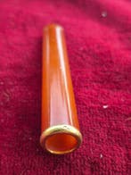 Sigarettenhouder - 18 kt goud - Amber en gouden sigaret, Verzamelen, Rookartikelen, Aanstekers en Luciferdoosjes, Nieuw